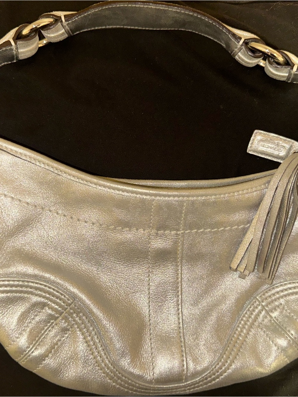 Vintage Y2K Coach Metallic Silver Leather Soho Small Hobo Bag - Picture 9 of 13